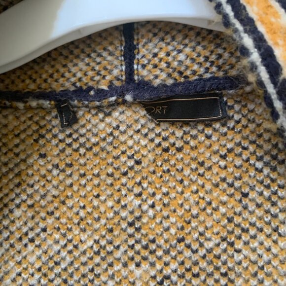 138. Bcbg Max Sport Sweater Coat Navy Yellow Floral INSIDE LABEL MISSING - Picture 3 of 5